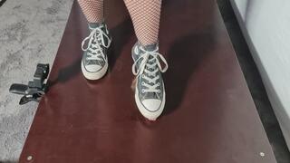 Trampling my Slaves cock in my well worn Converse 2Cam Angles