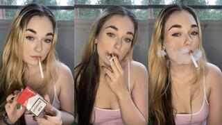 Close up smoking, Marlboro red, tight top with no bra - Smokingrapunzel - Smoking fetish