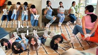 Simona, Mara, Luana & Lucia Caught in White Ankle Socks & Jeans