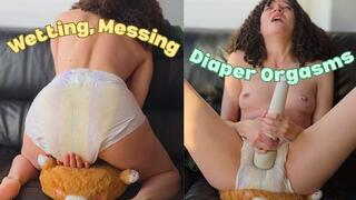 Wetting, Messing and Cumming in Her Full Diaper