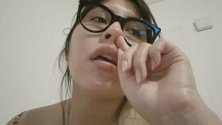 Picking the bits of snot out of my nose