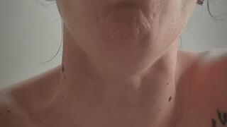 I show my throat in detail when I smoke, coughing loudly and swallowing all