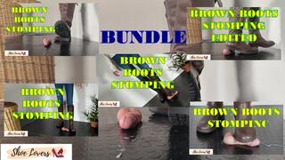 Brown boots: hard cock stomping, bootjob, shoejob, cock trampling, bundle version