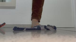 Brutal Spikes destroy and Rip socks of a fan