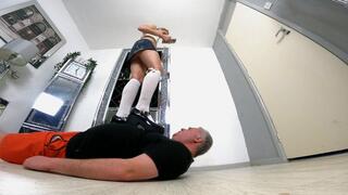 Danielle Jumping Stomping Trampling In Her Chunky Mary Jane Shoes FLOOR CAM (4K)