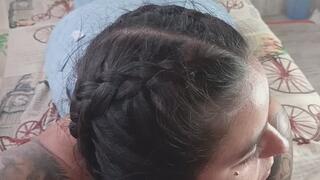 A delicious blowjob with oil and farts in jeans, so hot and with so much cum