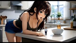AI Giantess Vore - Tiny Man in the Kitchen