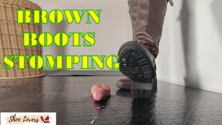 Brown boots: hard cock stomping, bootjob, shoejob, cock trampling, POV version