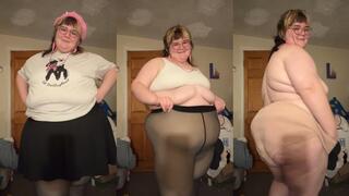 SSBBW slow mini skirt striptease