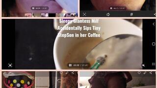 Spanish Giantess Stepmom Sunrise Sipping Coffee VORE Sleepy Giantess Milf Accidentally Sips Tiny StepSon in her Coffee