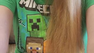 Stephanie Ogasms on new crazy toy double head cock sleeve vibrator clit tongue