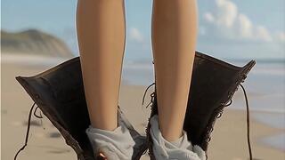 STRIPPED by NATURE : Hannah walks along the beach as her clothing rots off causing her to be completely nude