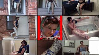 Kim Marvel's broken leg, cast, crutching, bath, nude, cast talk