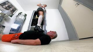 Schoolgirl Danielle Jumping Stomping Trampling In Her Chunky Mary Jane Shoes FLOOR CAM (4K)