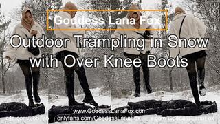 Outdoor Trampling in Snow with Over Knee Boots