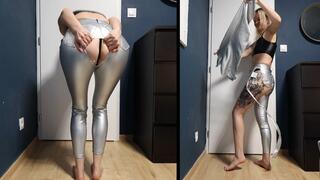 Anastasia rips her silver pants