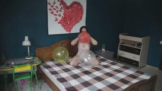 Blow and sit to pop balloon