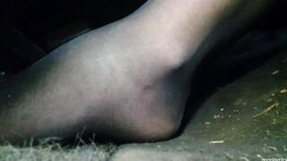 Driving Mercedes-Benz SLK with Pantyhose Pedal Side View ONLY