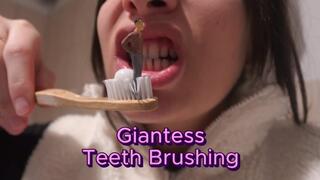 Giantess Stepsister brushes teeth with tiny stepbrother so he humiliates her by taking it in his mouth and turning it into a toothpick then he puts it in his mouth and tiny stepbrother has to clean giantess stepsister's teeth