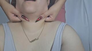 cheek pull and red face