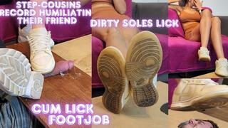 Lytta and Mia - Shoejob and Cum Lick - Step-cousins Humiliating their friend on camera making him licking their dirty feet cum and lick his own cum after shoejob - FOOT WORSHIP - FOOTJOB - SHOEJOB - FEMALE DOMINATION - DOMINATION - FEMDOM - CBT shoe