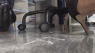 HD Office Candid Closeup Trashed JC Boots Shoeplay 03
