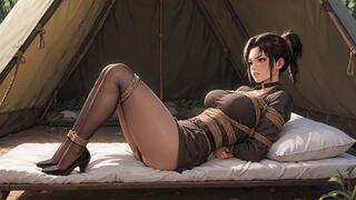 Treasure Hunter Captured Tied Ballgagged in the Tent