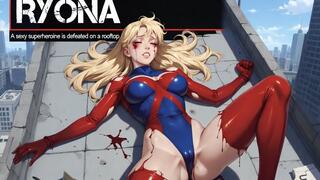 Superheroine Shadowstrike Defeated Fucked on Rooftop Intense Ryona Combat with Low Blows Bearhugs Mask Cracking Submission Multiple Orgasms