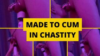 Made to cum in chastity cage