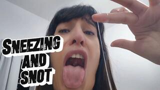 POV Runny nose and sneezing in close-up