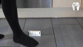 Cardboard boxes crushed under stockings