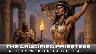 A Ancient Egyptian Priestess so sexy it hurts with hairy armpits is crucified in BDSM Bondage by her captor