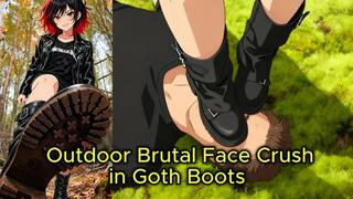 Nataly’s Brutal Facebusting - Outdoor Face Crush in Goth Boots | Anime Trampling