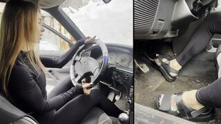 Chloe revs Toyota Carina in flip-flops