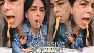 Excessive vomiting with food sticking out!