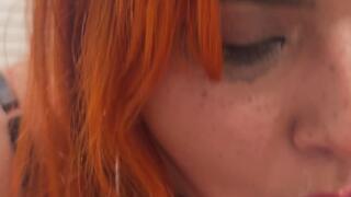 Latina Redhead In Smeared Makeup Gives Sloppy Blowjob & Swallows Cum