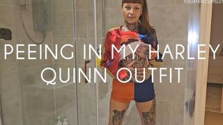 PEEING THROUGH MY HARLEY QUINN OUTFIT