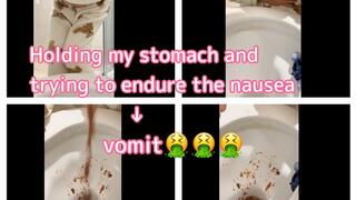 Beautiful Japanese Girl Hiding Her Sickness After an Italian Dinner ( drinking too much)