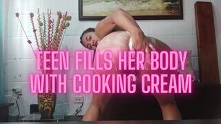 Teen fills her body with cooking cream