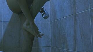 Slim Latino Soaping his Smooth Body & Feet (Blue Mode)