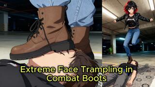 Combat Boot Trampling - Nataly Stomps Your Face in an Empty Parking Lot at Night | Animation