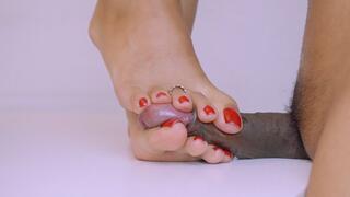 CUM SHOT - Cock Crush Part 2 - Why Can't He Get His Full Length Hard On??? Cum Stomping!