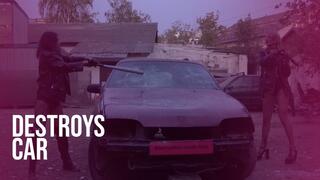 CRUSH CAR Two girls destroys opel omega