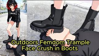 Outdoors Femdom Trample - Nataly Grinds Your Face in Boots in the Rain