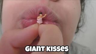 Giantess Covers Tiny Man in Wet Kisses & Tongue Licks
