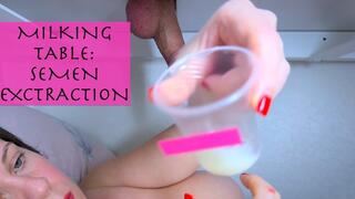 Cum Container: Milking Table Semen Extraction Handjob
