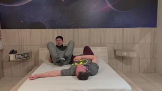 MASTER E DOMINATES WITH CHOKE AND LEG DOM