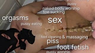 Pissing (My Golden nectar), spitt, erotica and hot Sex with multiple orgasms and pussy eating, licking and toe sucking with foot fetish, foot washing and wet pussy worship with Me Miss GospodaricaEmma and My Alpha man Wolfy01
