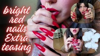 Smoking and TEASING long red nails while smoking, and extra cumplay on my hands!!