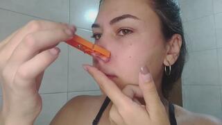 Nose Fetish Nose Clip Play - Holding my breath